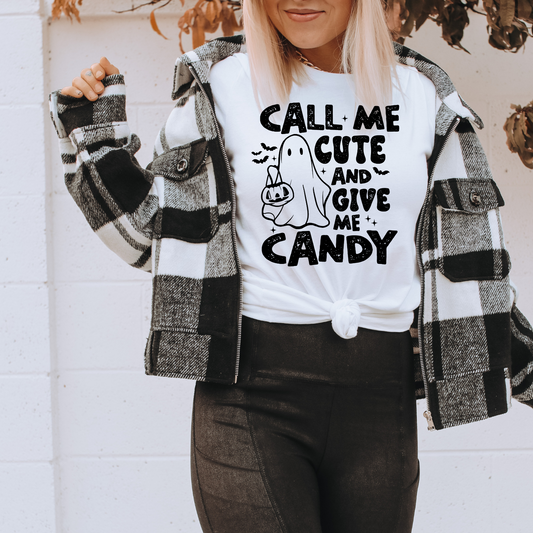 Call Me Cute And Give Candy  - SINGLE COLOR - Screen Print Transfer