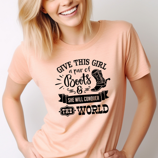 Give This Girl Boots  -  SINGLE COLOR - Screen Print Transfer