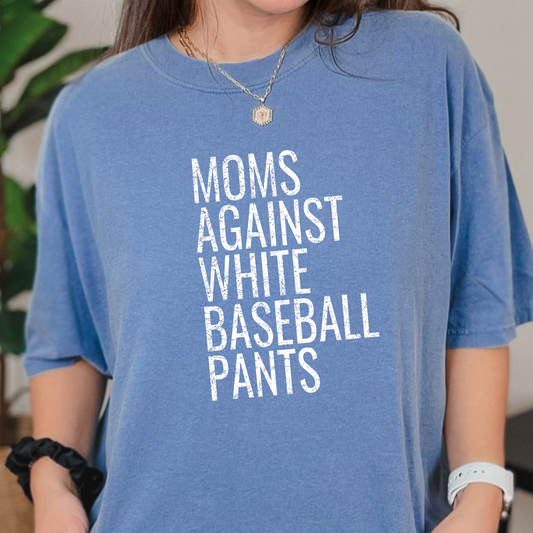 Moms Against White Baseball Pants  - SINGLE COLOR - Screen Print Transfer