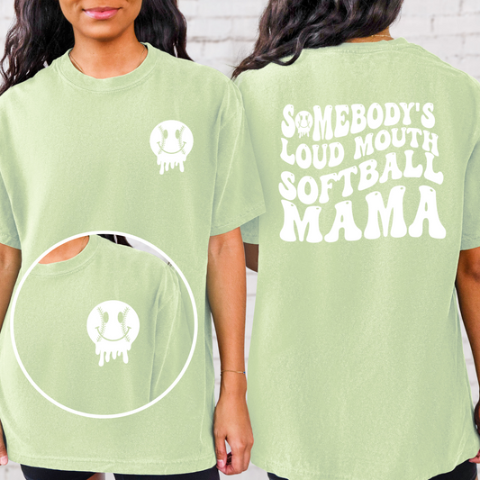 Loud Mouth Softball Mama - SINGLE COLOR  -  Screen Print Transfer