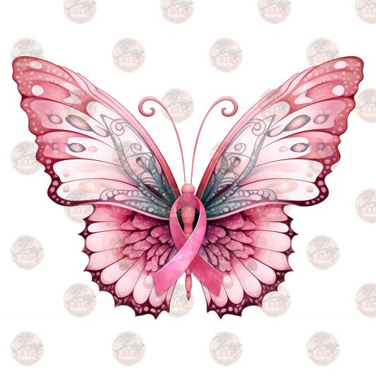 Breast Cancer Awareness Butterfly Ribbon - Sublimation Transfer