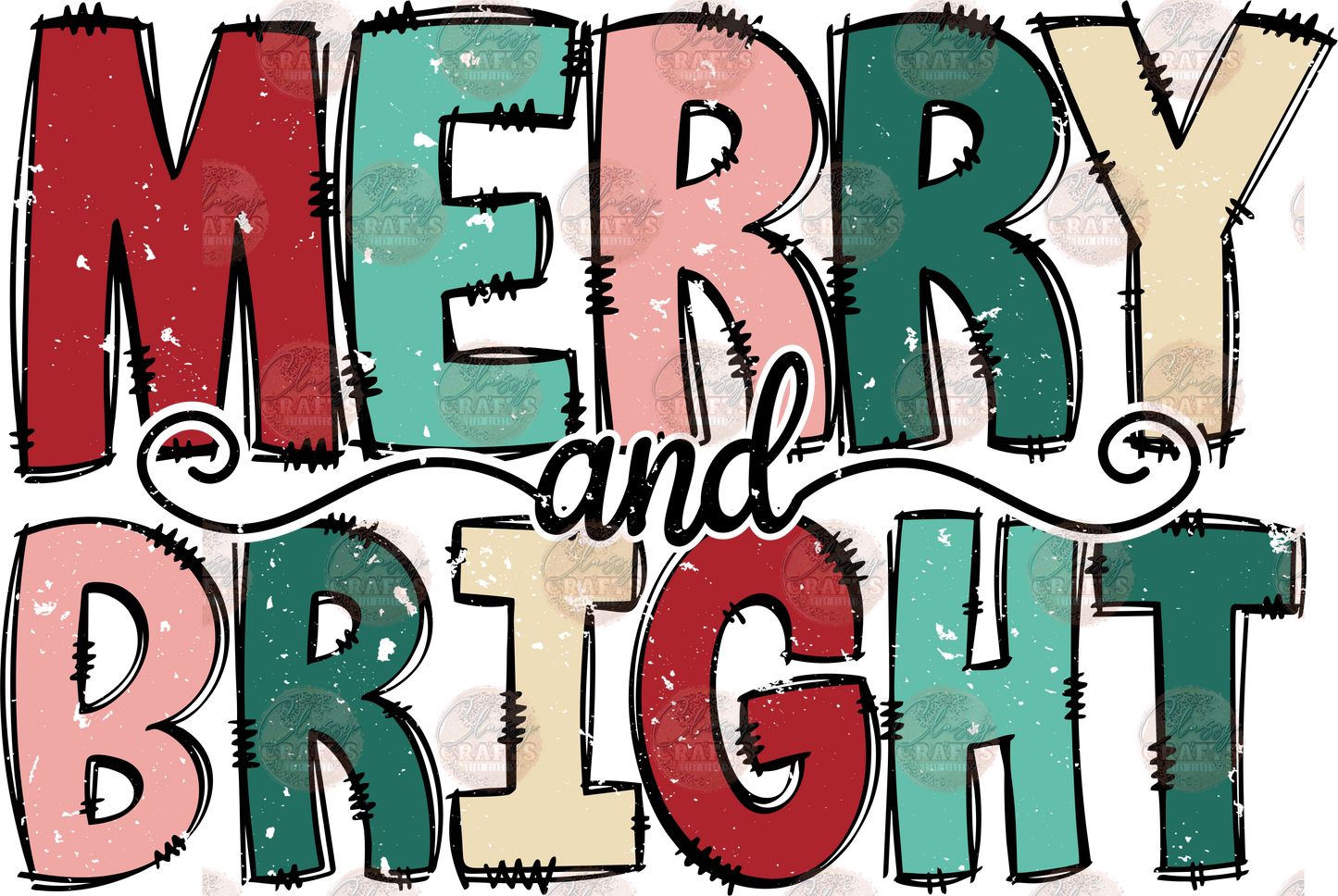 Merry & Bright Distressed - Sublimation Transfer