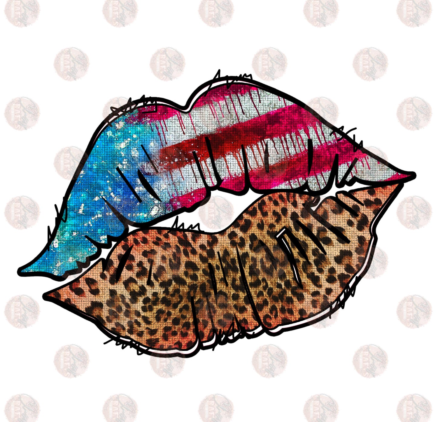 Americana Cheetah Lips - Sublimation Transfer