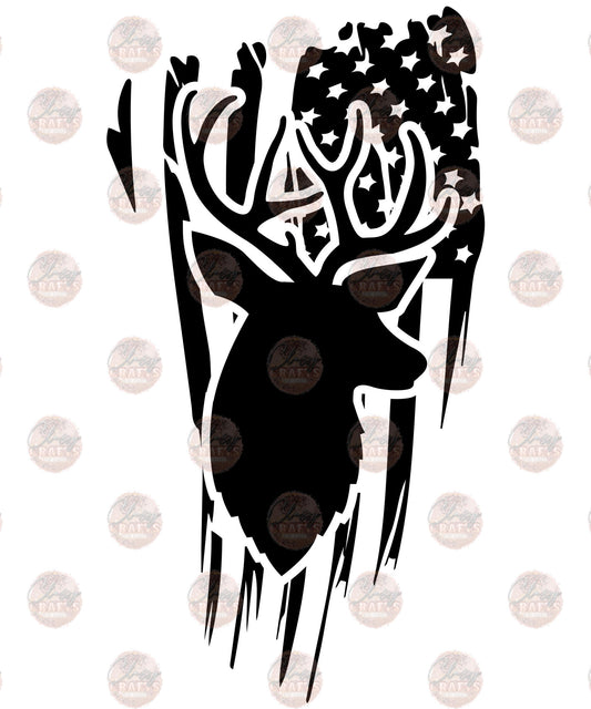 Distressed American Flag Deer - Sublimation Transfer