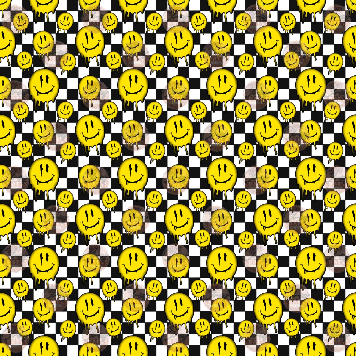 Dripping Checkered Smiley Seamless 2- Sublimation Transfer
