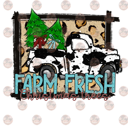 Farm Fresh Cow Print Truck -Sublimation Transfer