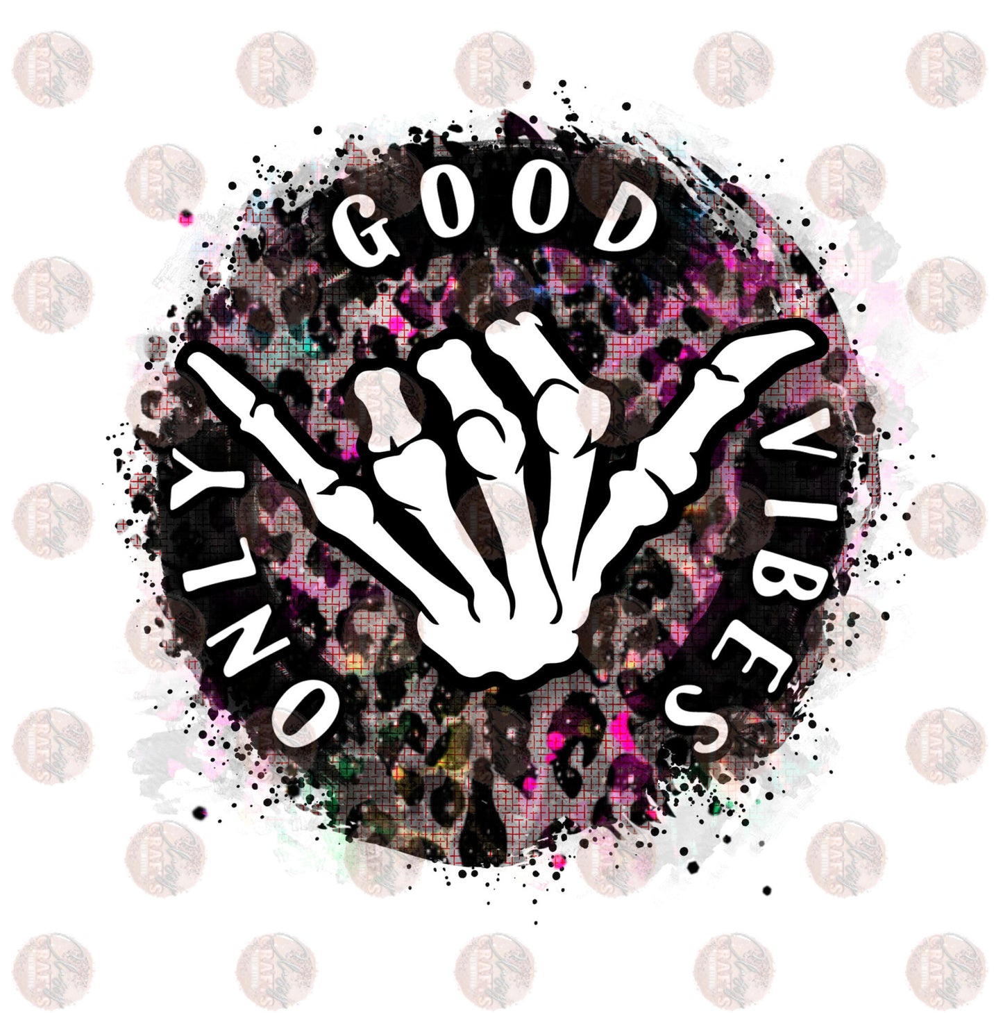 Good Vibes Only Pink & Gray Cheetah - Sublimation Transfer