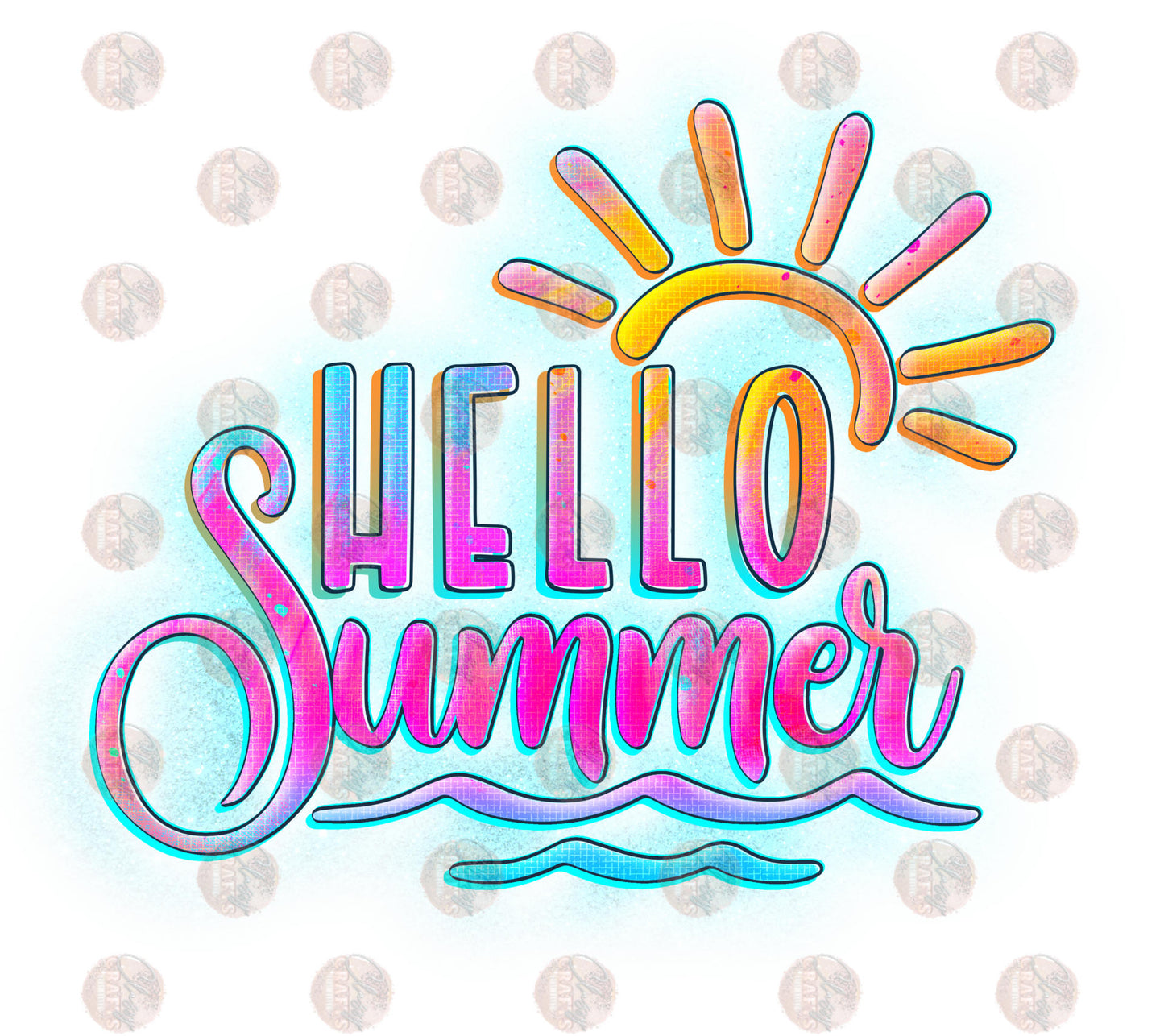 Hello Summer Blue Background - Sublimation Transfer