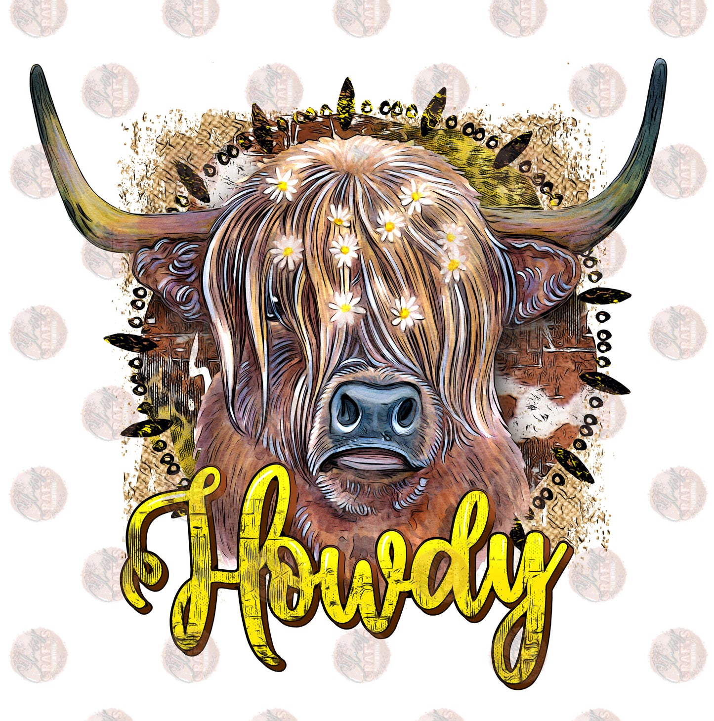 Highland Cow/ Howdy Yellow - Sublimation Transfer