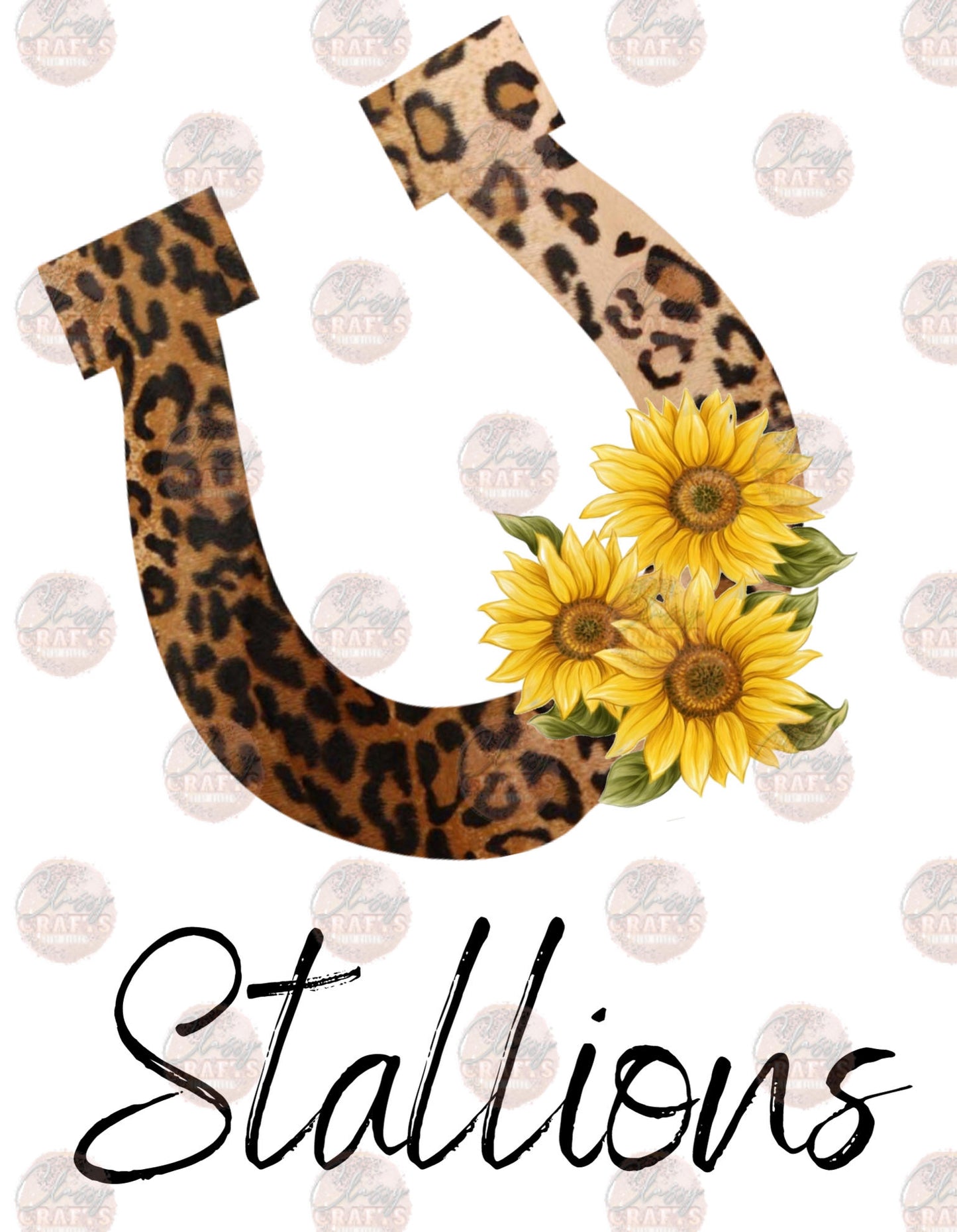 Horseshoe With Leopard & Sunflowers- Sublimation Transfer