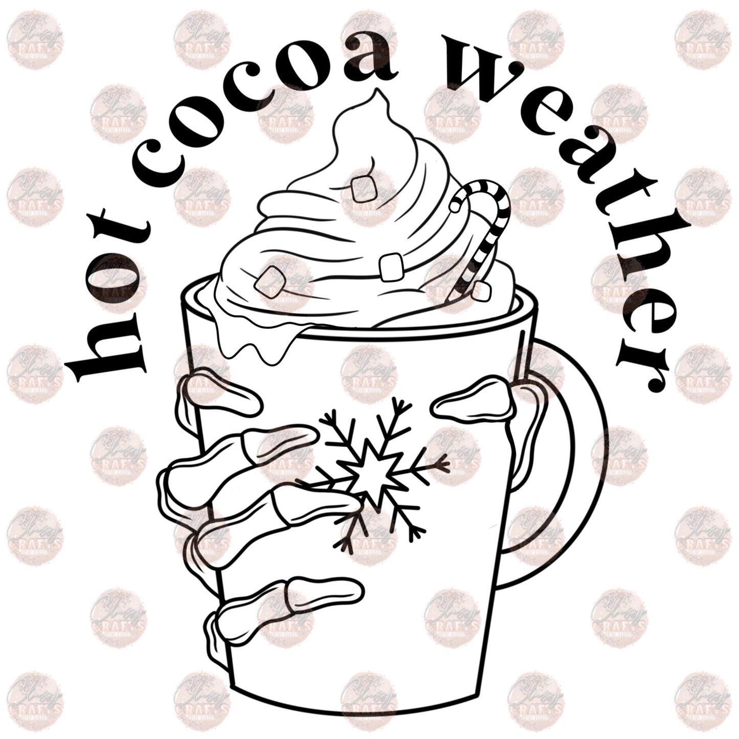 Hot Cocoa Skelly B&W- Sublimation Transfer