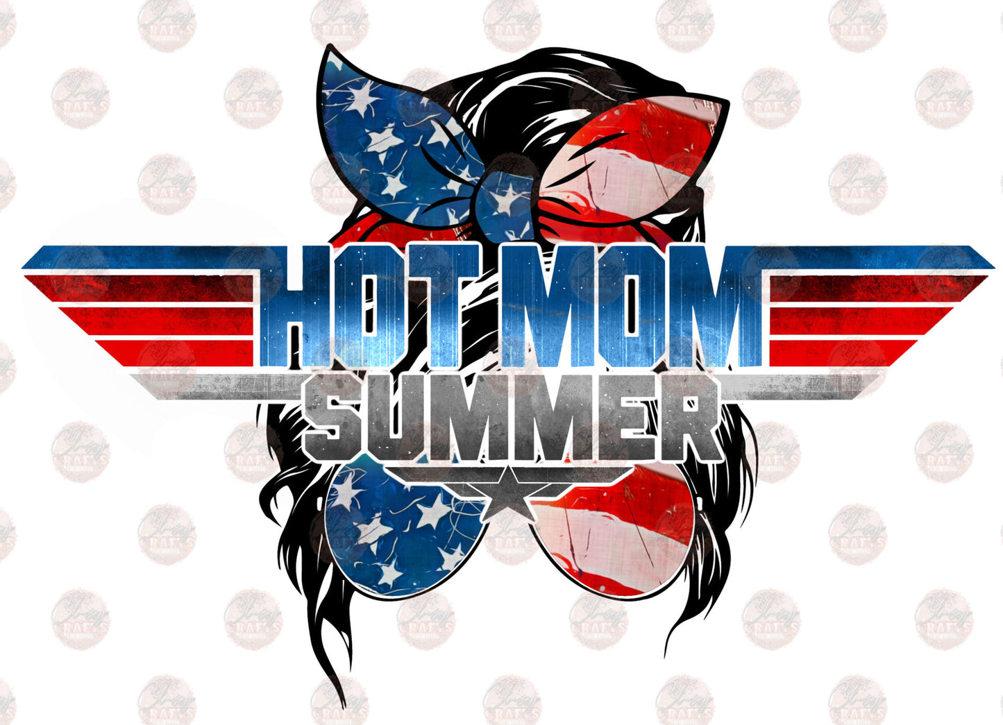 Hot Mom Summer Patriotic Middle- Sublimation Transfer
