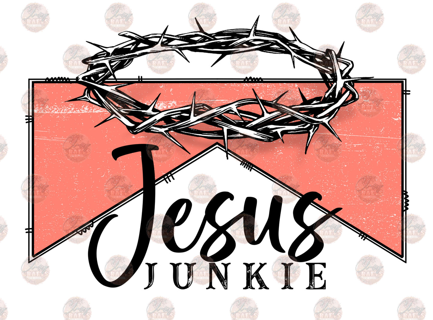 Jesus Junkie Coral- Sublimation Transfer