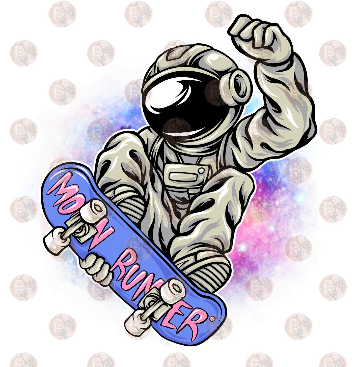 Moon Runner Skateboard Purple Pink- Sublimation Transfer