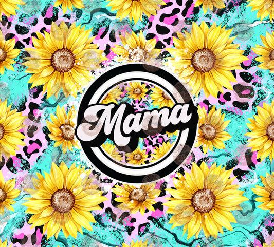 Neon Mama Sunflower Tumbler Wrap - Sublimation Transfer