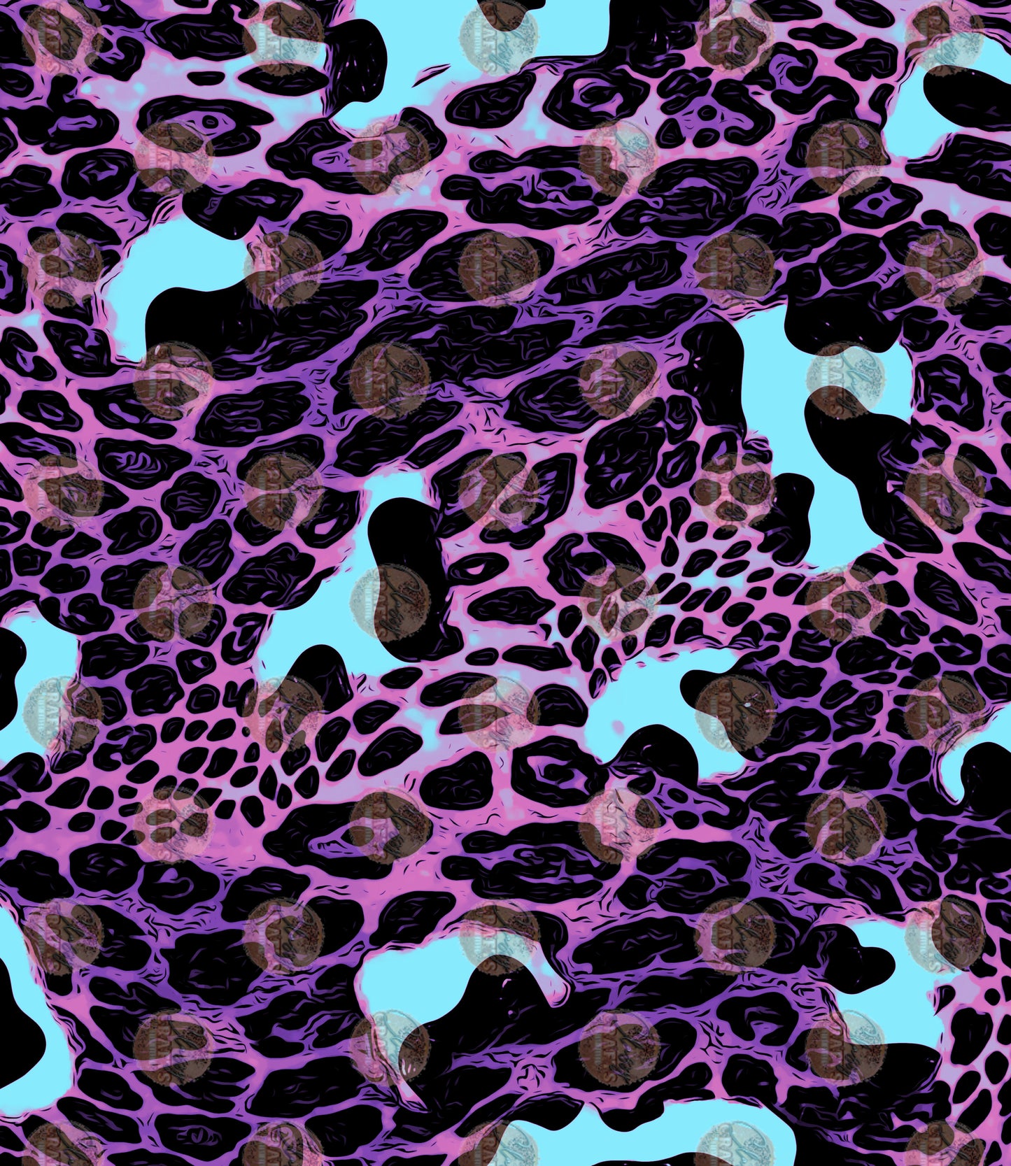 Leopard Sleeve/ Purple Baby Blue- Sublimation Transfer