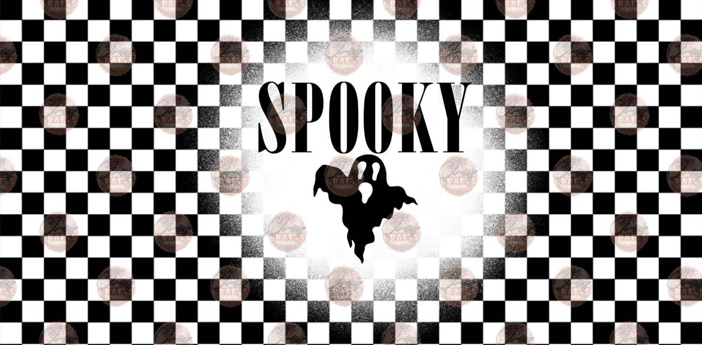 Spooky Ghost Checkered Tumbler Wrap - Sublimation Transfer