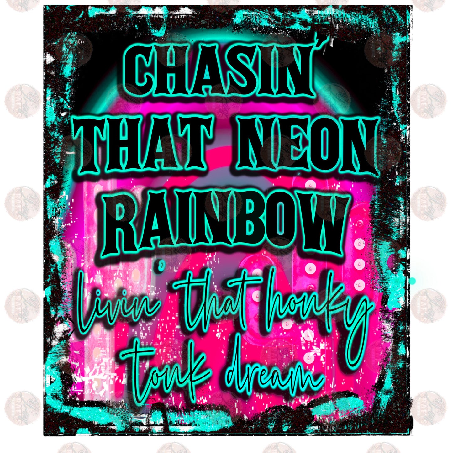 Teal Neon Rainbow - Sublimation Transfer
