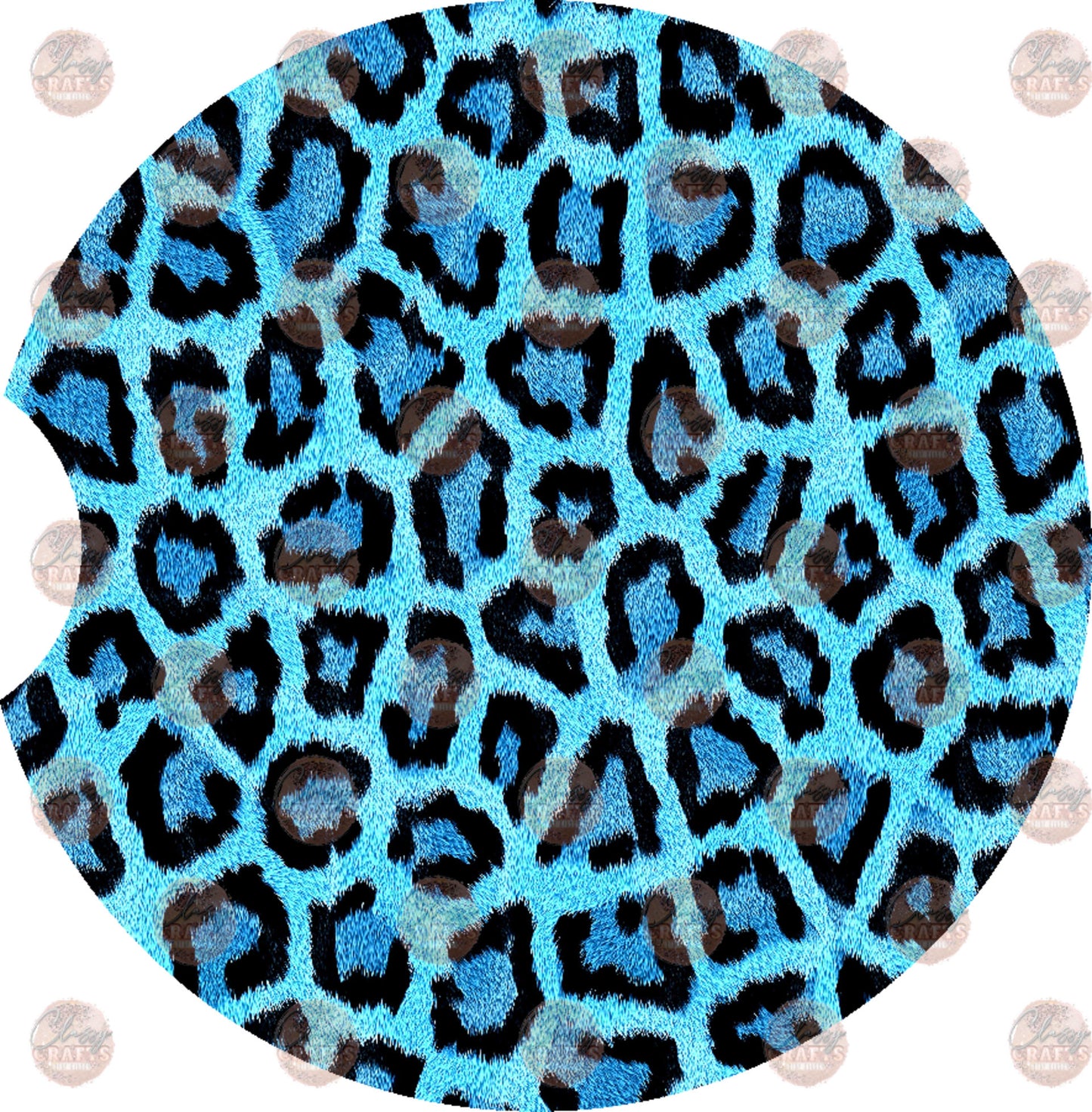 Blue Cheetah Car Coaster - Sublimation Transfer