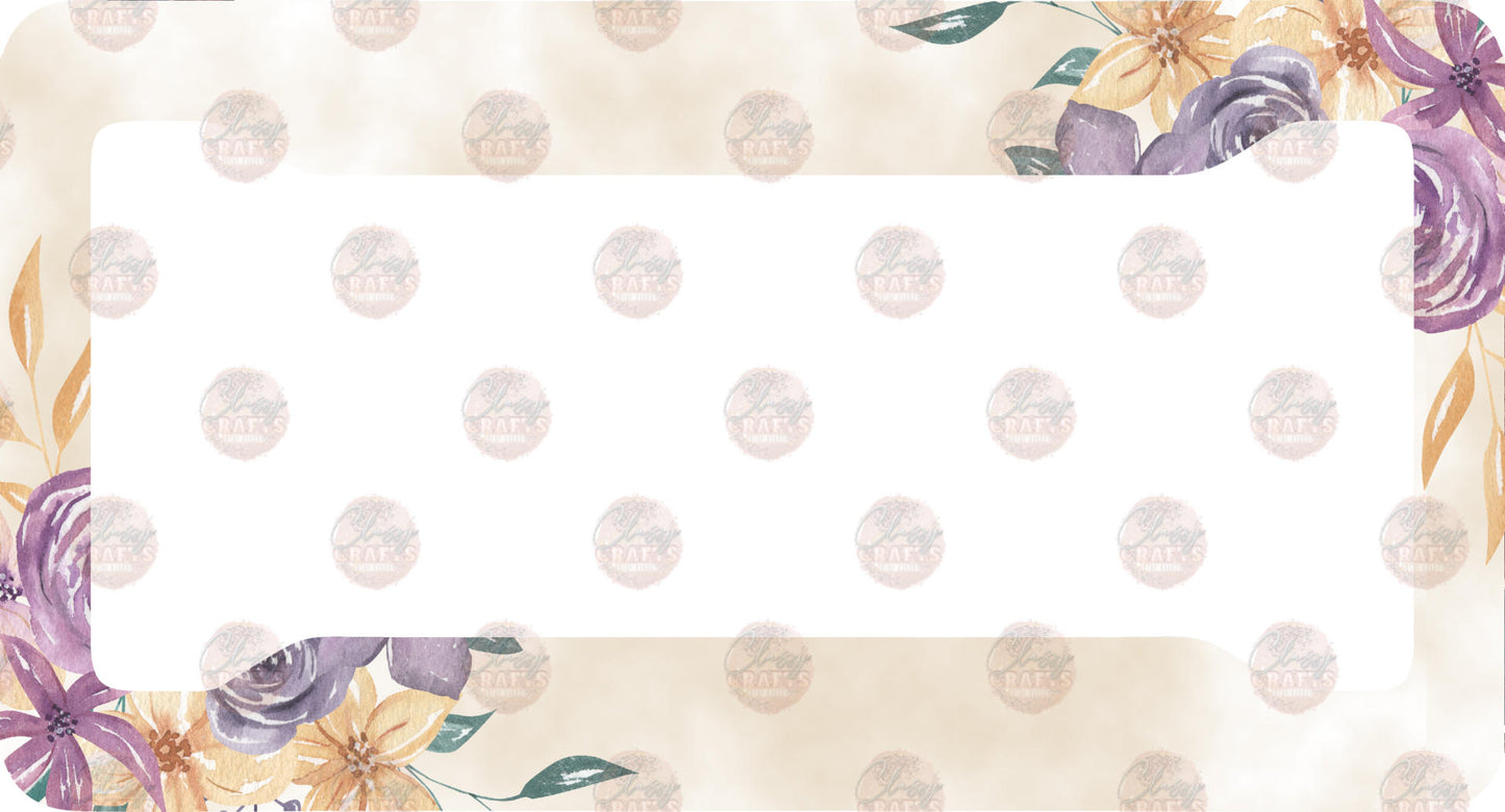 Peach and Purple Floral License Plate Frame- Sublimation Transfer